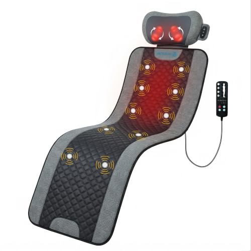 COMFIER Elektrische Massagematte mit Shiatsu-Nackenmassagegerät | 10 Motoren, 5 Programme & 2 Wärmestufen für Ganzkörpermassage, faltbar für Sofa, Büro und Zuhause, Geschenk