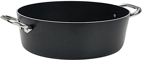 Pentole Agnelli, ALSA104SS32, Casseruola Alta in Alluminio con 2 Maniglie in Acciaio, Alluminio Antiaderente interno/esterno 3mm, Diametro 32 cm