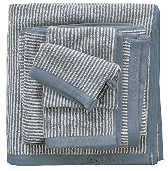 Marc O'Polo Handtücher Timeless Tone Stripe Smoke Blue-Off White Waschhandschuh 16x21 cm