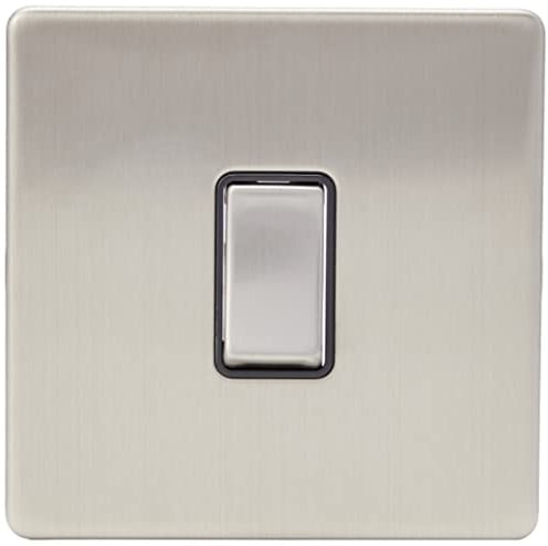 AET SL1GSWIBS 1 Gang 10 A Screwless Black Insert Metal Rocker Switch