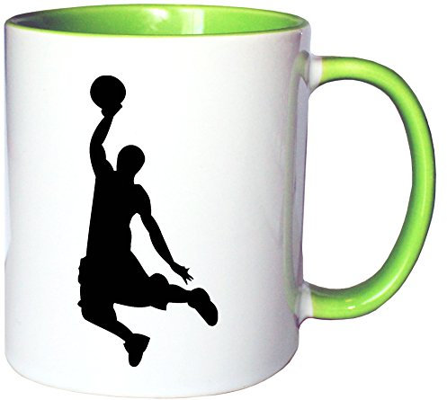 Mister Merchandise Kaffeetasse Becher Basketball Slamdunk Slam Dunk Dunking, Farbe: Weiß-Grün