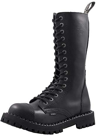Steel 15 Loch Boots Schwarz, Grösse 46