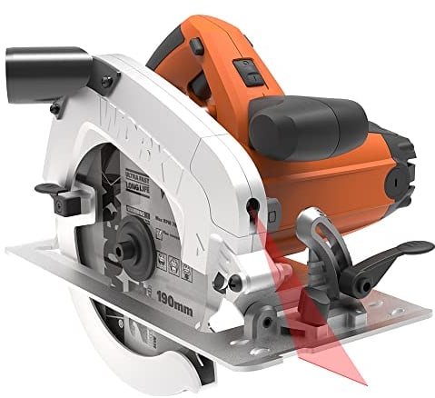 WORX WX445 Handkreissäge 1600W - mit präziser Schneidleistung, Laserführungssystem, einstellbarem Schnittwinkel & Parallelanschlag – 190mm Sägeblatt mit 24 Zähnen