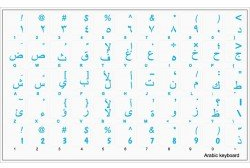 Qwerty Keys Arabic Transparent Keyboard Stickers With BLUE Letters - Suitable for ANY Keyboard