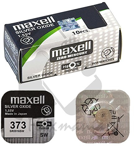 Maxell 373 SR916SW Lot de 10 piles bouton oxyde d'argent 1,55 V