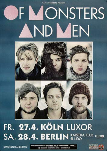 of Monster and Men - Dirty Paws, Köln & Berlin 2012 » Konzertplakat/Premium Poster | Live Konzert Veranstaltung | DIN A1 «