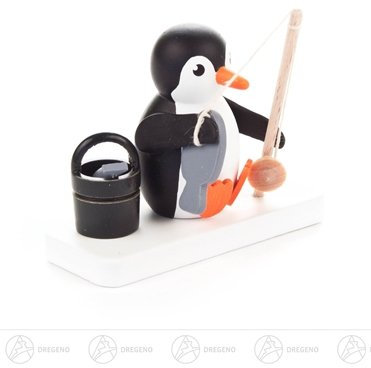 Rudolphs Schatzkiste Miniatur Pinguin Angler Höhe ca 4,5 cm NEU Erzgebirge Weihnachtsfigur Holzfigur