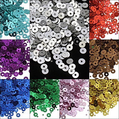 12000 Stk. Pailletten Ø 4mm 10 Farben Set Glatt Rund Perlen für DIY Kleidung und Schmuck, Handwerk Metallic Basteln Sequin Bombe