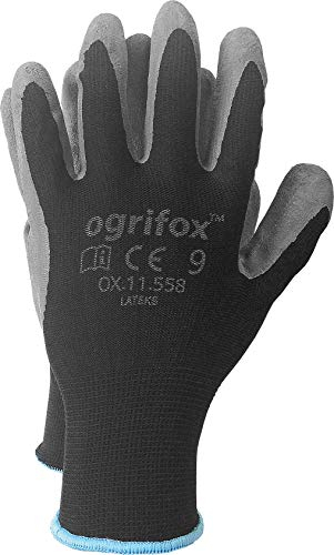 Arbeitshandschuhe, Latex-beschichtet, 24 Paar, (XL - 10, Schwarz)