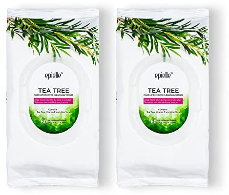 Epielle Lot de 2 lingettes pour le visage à la vitamine C et à l'arbre à thé, rafraîchissantes et apaisantes, parfaites pour les journées de bien-être, Be
