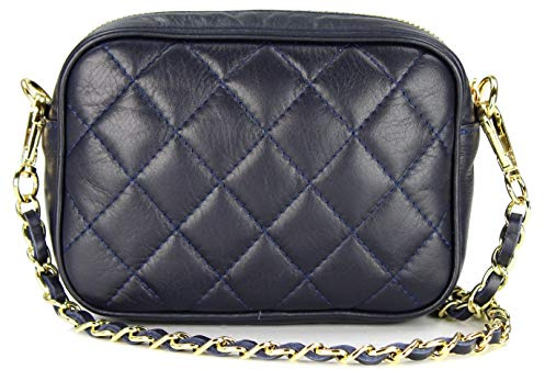 Belli italienische Echt Nappa Leder Abendtasche Damentasche kleine Umhängetasche zum Ausgehen gesteppt - 18x13x7 cm (B x H x T)