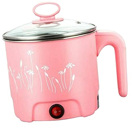 LOVIVER Elektrischer Topf Mini Kochtopf Dampfer Bratpfanne Nudeltopf mit Deckel und EU Stecker, Pink_Dia.18cm