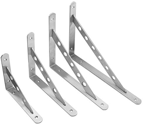 2x Edelstahl Regalträger Regalhalter bis 75Kg | 150mm-400mm Tiefe | 14 Modelle | Regalwinkel Regal Wandregal (B (bis 50Kg), Länge: 200mm)