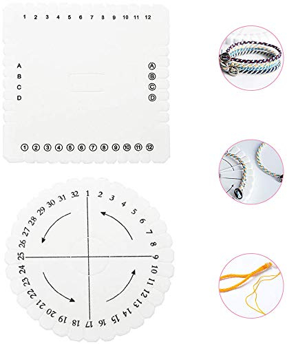 TANCUDER 2PCS Discos Redondo y Cuadrado Macrame Trenzado Cordon Pulsera de Cuerda Tejido Hecho A Mano Discos de trenzado Disco Redondo para Trenzado Tejido Junta Pulsera de Cuerda Trenzada