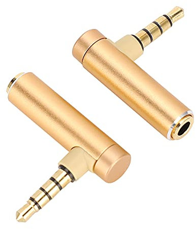 3.5mm 90 Grad Audio Adapter, 2PCS 3.5mm Stecker auf Buchse Audio Adapter rechtwinkliger Stereo-Kopfhörer-Kabelstecker,Buchse auf Stecker AUX Adapter für Handys, Tablets,