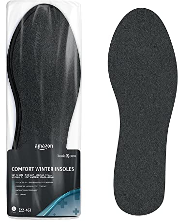 Amazon Basic Care - Komfort-Wintereinlegesohlen - 6 Stück (1er Pack), Schwarz