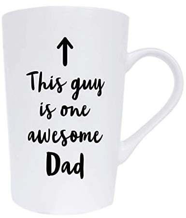 This Guy is One Awesome Dad Coffee Mug Christmas Gifts, Funny Quote Cup for Father's Day or Valentine's Day from Daughter Son or Wife, White 12 Oz