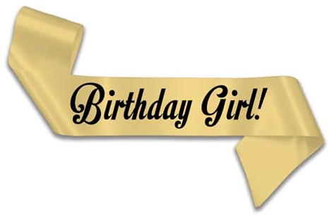 My Pretty Little Gifts Birthday Girl Sash 16th 18th 21st 30th 40th 50th 60th Party Gift (Gold)