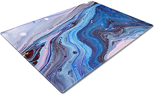 Chopping Board | Glass Chopping Boards for Kitchens | Glass Worktop Savers for Kitchen | Cutting Boards for Kitchen | Chopping Board Non Slip | Small Chopping Board | Blue Pink Marble Effect