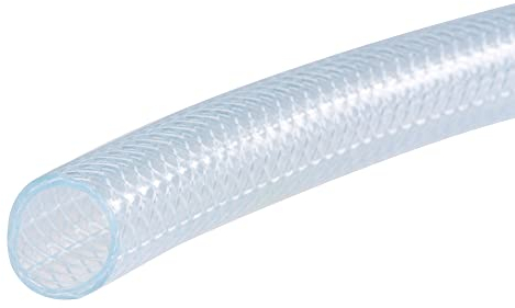 sourcing map Geflochtener verstärkter PVC-Schlauch, 16 mm Innendurchmesser, 0,5 m, transparent, Hochdruck für Wasserschlauch