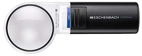 neoLab 4-4406 Mobilux LED Handleuchtlupe, 24dpt, 6 Fach Vergrößerung, 58mm Ø, Schwarz/Hellgrau