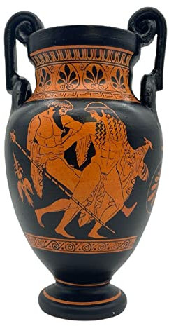 God Zeus greift Ganymedes Vase homosexuelle Gay Love Antike griechische Keramik Keramik schwarz rot Höhe 30 cm Breite 18 cm