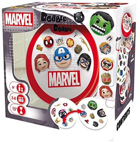 Zygomatic | Dobble Marvel Emoji | Juego de Cartas de Acción y Reflejos | A Partir de 7 Años | De 2 a 8 Jugadores | 15 Minutos por Partida | Español y Portugués