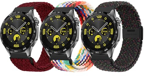 XMUXI Uhrenarmband 22mm Kompatibel mit Huawei Watch GT2/GT3/GT4/GT5 46mm/Samsun Galaxy Watch 3 45mm/Gear S3, Nylon Geflochten Solo Loop Sportarmband für Vivoactive 4/Amaz fit GTR 3
