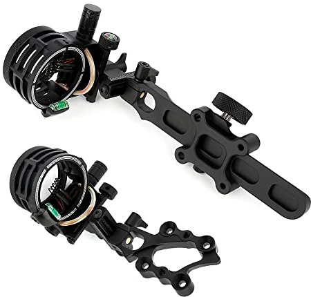 SHARROW Bogenschießen Bogenvisier für Compoundbogen 5 Pin Bogen Visier Micro Einstellbar Jagdvisier mit 4X 6X 8X Linse Verfügbares (Kurze Stange, Visier mit 8X Linse)