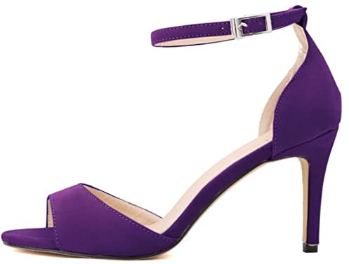 QIANKUN Rayon sandali donna tacchi alti sexy partito tacchi bassi nozze tacchi alti estate viola
