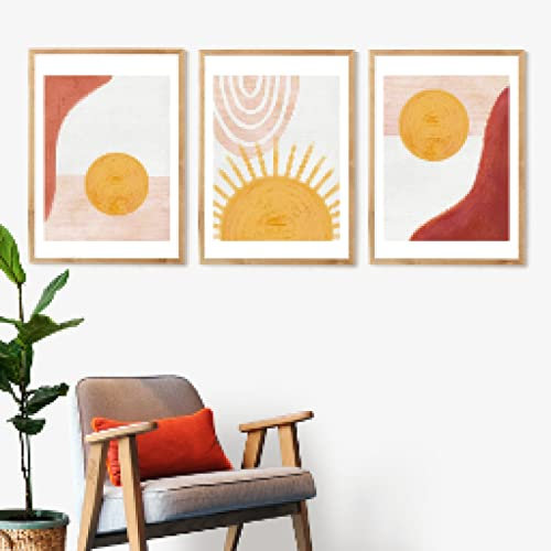 Yangld Regenbogen Kinderzimmer Dekor Boho Sonnenschein Wand Kunstdruck Nordic Leinwand Malerei Cartoon Poster Bilder für Kinderzimmer Dekoration 35x50cm-3Pcs Frameless