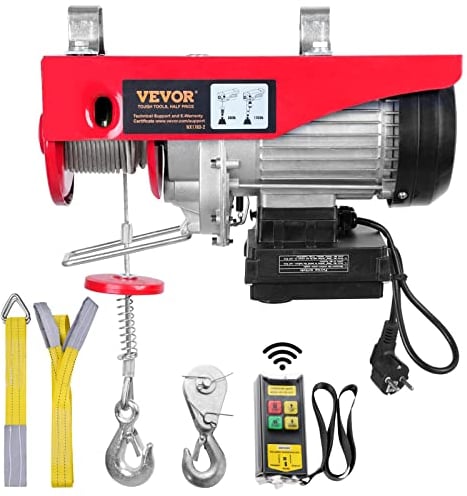 VEVOR elektrische Seilwinde 400kg bis 800kg Hubhöhe 12m Seilzug Motorwinde 1450W Kupfermotor Flaschenzug 10m/min Hubgeschwindigkeit Hebezug mit kabelloser Fernbedienung Seilhebezug Kettenzug