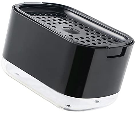 Miokycl Distributeur de Savon avec Porte-éponge PP Pet Press Type Boîte à Savon pour Le Nettoyage de la Cuisine en Tissu (Noir)