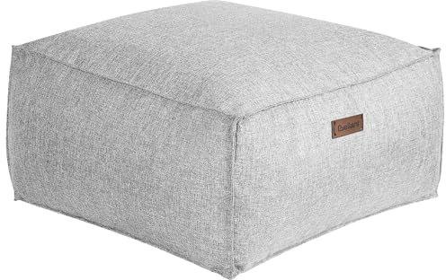 Beliani Pouf Sitzpouf Sitzhocker Leinenoptik grau 50x50 cm Quadrat Modern Skandi Mukki