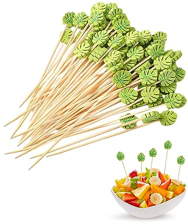 100 Pinchos de Cóctel Estilo Hoja Palillos De Frutas Palillos De Dientes De Dibujos Animados Palillos De Frutas Creativas Suministros De Fiesta Adecuado Para Pasteles, Frutas, Decoración De Cóctel