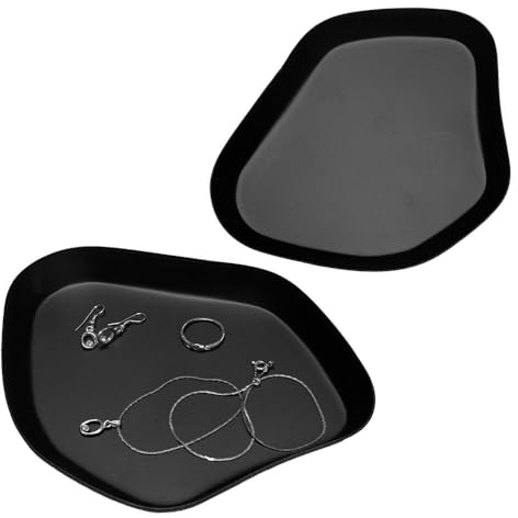 Murago - Dekoschale ca.17,5cm schwarz Matt - Dekoteller Schale Tablett für Schmuckteller Schlüssel Ring Ablage Metall Schmuckschale Kosmetik Seifen Teller Wohnzimmer Deko Badezimmer Tisch