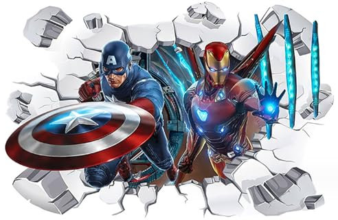 2 Marvel Poster, High-definition Schlafsaal Wohnzimmer Tapete, Avengers Alliance Iron Man Wandaufkleber, Spider Man Green Giant Selbstklebende Dekorative Aufkleber, 60,90cm