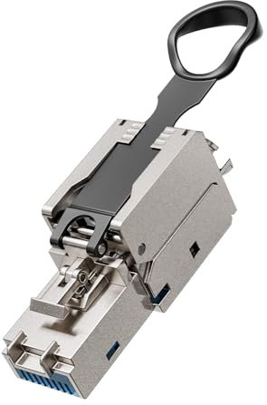 VCELINK Conector RJ45 sin necesidad de herramientas, Reutilizables Fácil Ethernet Enchufes, Cat7 Cat6A blindado RJ45 Modular para 22-26AWG FTP STP SFTP UTP Cable, 10 Gbps 600MHz, 1 unidades