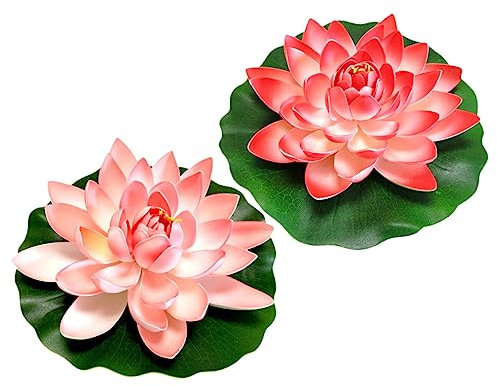 Housoutil 2stücke Künstliche Lotusblumen Realistische Schwimmende Seerosen Für Teich Aquarium Und Garten Dekoration Mit Großen Roten Und Blüten Lebensnahe Aquarienpflanzen Für