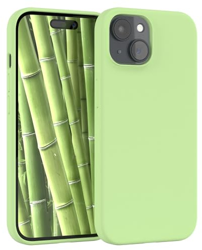EAZY CASE Premium Silikon Handyhülle kompatibel mit iPhone 15 Slimcover mit Kameraschutz und Innenfutter, Silikonhülle, Schutzhülle, Bumper, Handy Case, Hülle, Softcase, Hellgrün
