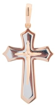 Anhänger Kreuz im Kreuz aus 585 Rotgold und Titanstahl