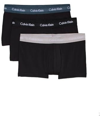 Calvin Klein Herren 3PK Low Rise Trunk, B-BLK, Hemisphere BL, ASH WBS, M