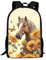 Binienty Schulrucksack für Kinder, Jungen, Mädchen, Teenager, leicht, Büchertasche, Laptop-Rucksack, lässiger Tagesrucksack, Schmetterling, Sonnenblume, Pferd, Einheitsgröße
