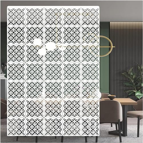 Hanging Divider Panel,Trennwände Panel Screen, Quadratischer 29/39 cm, ausgehöhlter PVC-Paneel-Bildschirm, DIY Wohnzimmer-Dekoration, hängende Raumteiler-Paneele (Farbe: Weiß 29 x 29, Größe: 5 Stück)