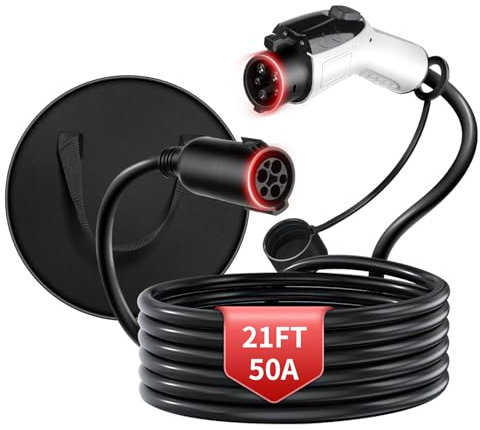 WenStorm EV Extension Cable J1772 48A 20ft, EV Level 2 Charger Extension Cable, 240V EV Extension Cord for Fast Charging and Heavy Duty Use