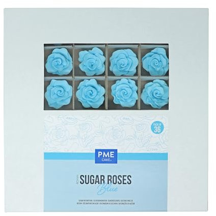 PME 4mm Roses en Sucre pour la décoration de gâteaux, 36 pièces (Bleu)