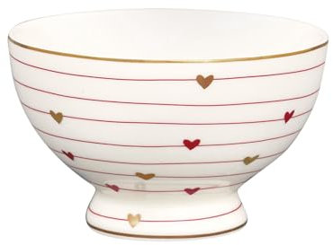 GreenGate Schale Grace Weiß Herzen Rot und Gold 180 ml - Snack Bowl Porzellan