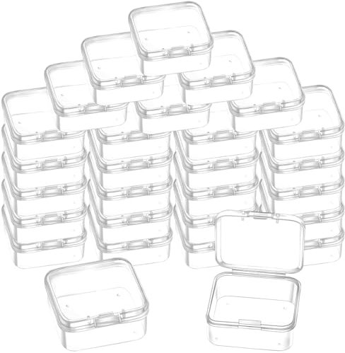 YFPOPONE Aufbewahrungsbox mit Deckel Klein 24 Stück Aufbewahrungsboxen Klein Transparente Leere Kleine Aufbewahrungsbox Kleine Klar Kunststoff Perlen Aufbewahrung Behälter Box für Bastelzubehör