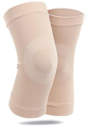 DHWEKU ginocchiera per artrosi ginocchio,ginocchiere powerlifting,fascia elastica ginocchio,ginocchiera sportiva,1 paio per alleviare il dolore durante l'attività fisica e dopo l'infortunio (beige,L)