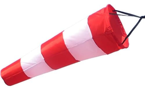 Manica a vento, bandiera del vento rossa e bianca impermeabile lunga 150 cm, indicatore d'aria della manica a vento per misurare il vento, bandiera di avvertimento in seta impermeabile ripstop